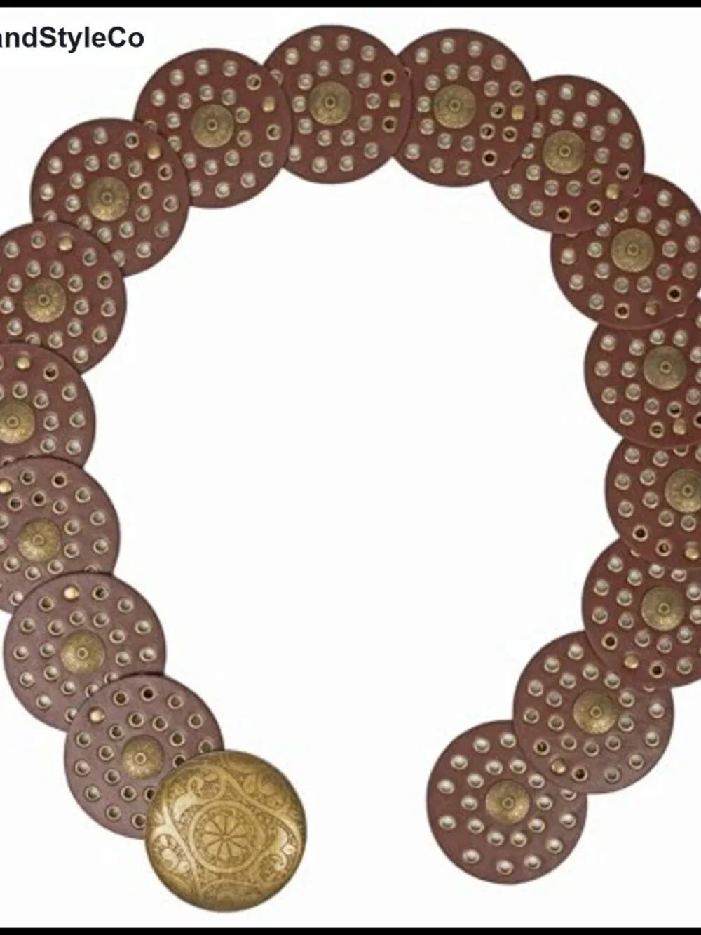 Wide Western PU Leather Disc Belt Cowgirl Concho for Jeans